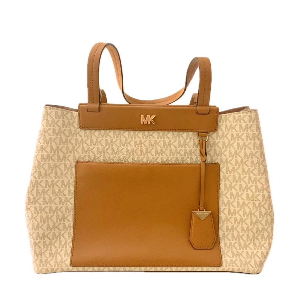 Michael Kors Tan and Cream Tote with Signature Design